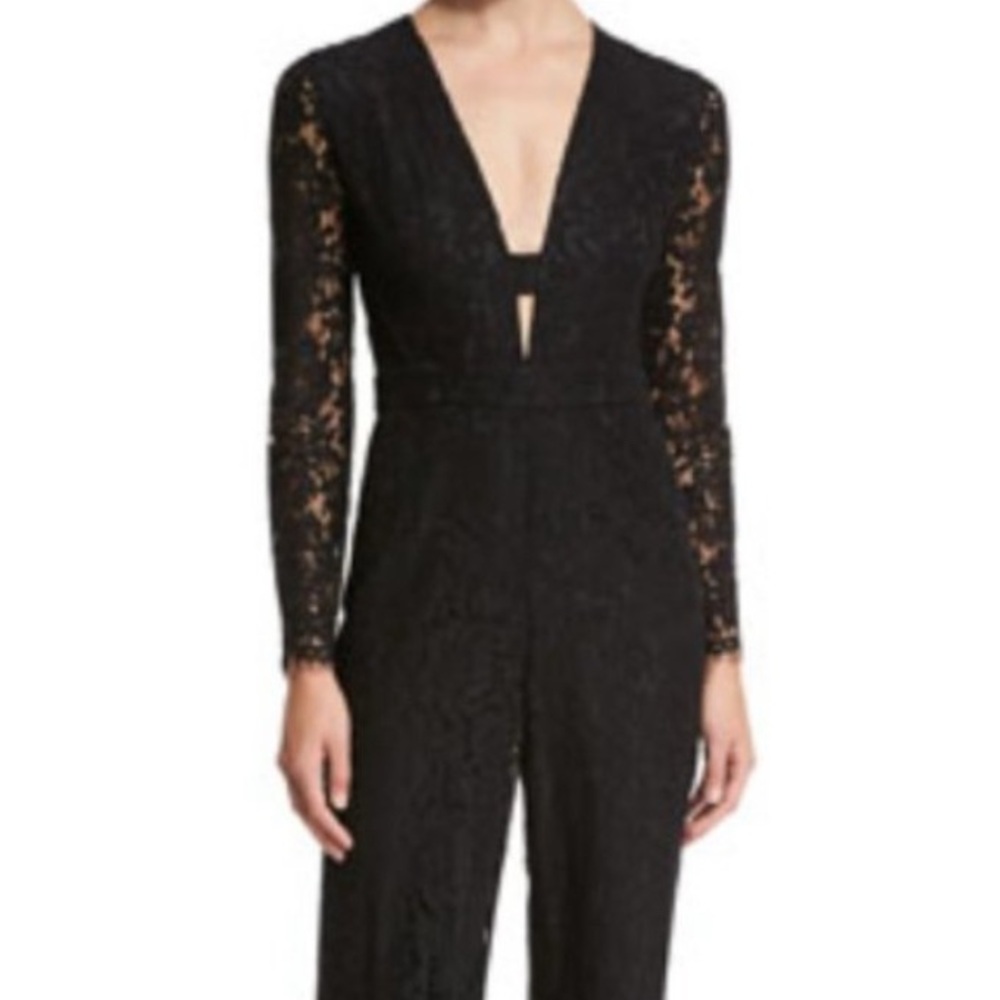 NWT Diane Von Furstenberg Elegant Black Lace Jumpsuit